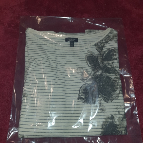 Women's Tolbert's 3/4 Sleeve Blush Pima Cotton Top XS Striped Boat Neck - Picture 9 of 9